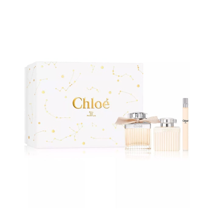 One of the best perfume gift sets for women who love all things beauty, the Chloé 3-Piece Eau de Parfum Gift Set available now at Macy's